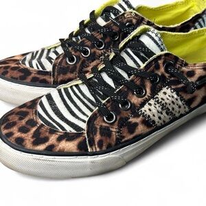 Jellypop Kory Animal Multifabric Stone Wash Sneakers Sz 8.5